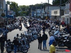 Crowded street of motorcycle riders 