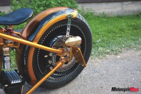 Picture of the rear wheel of Chopper Rod's Millville Stroker