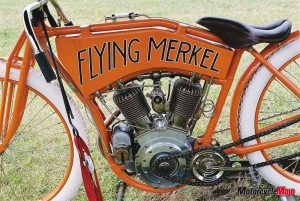 Side image of the vintage 1916 Flying Merkel 