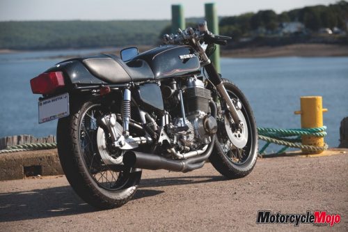 Rear view of the Cafe Racer Honda cb750