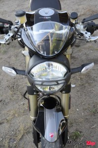 A front view shot of the Ducati Monster 1100 