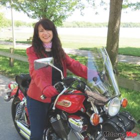 CiCi Rider with Her Motorcycle
