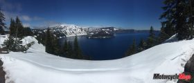 Viewing Crater Lake from Snowy Mountains in Oregon